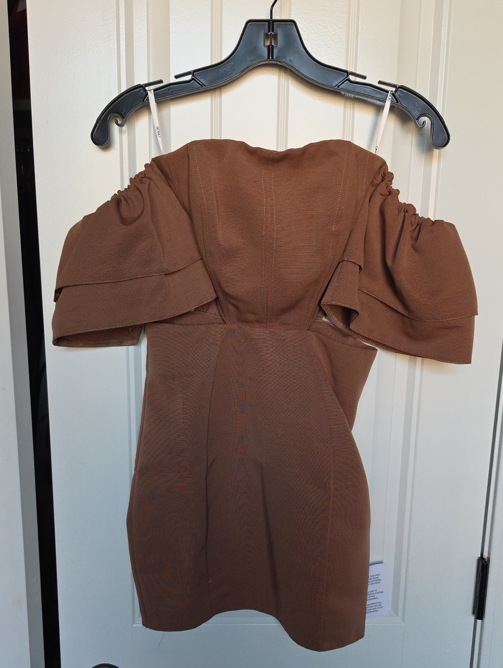 ASOS One-Shoulder Brown Tiered-Sleeve Mini Dress